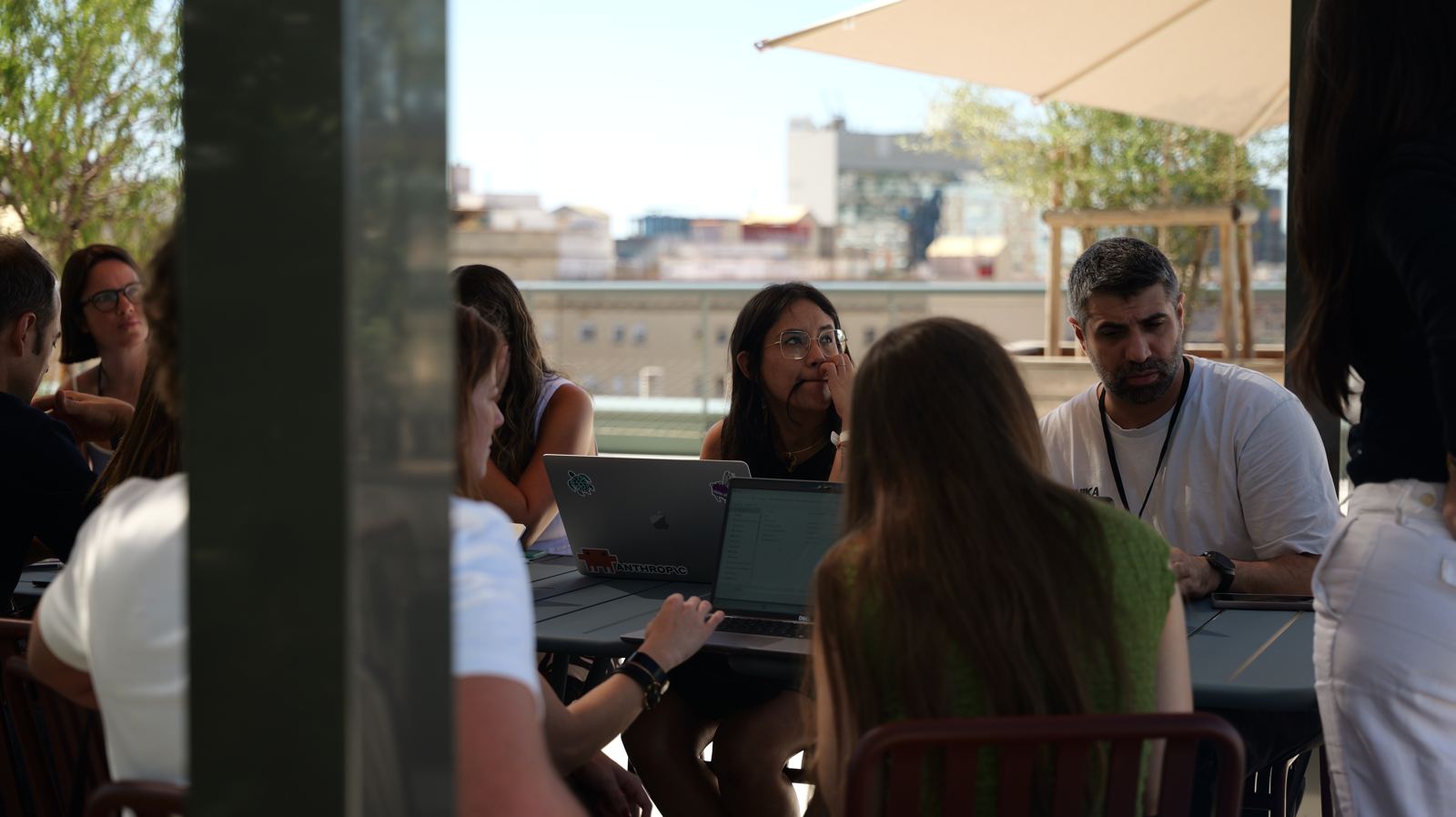 Laptops in the shade
