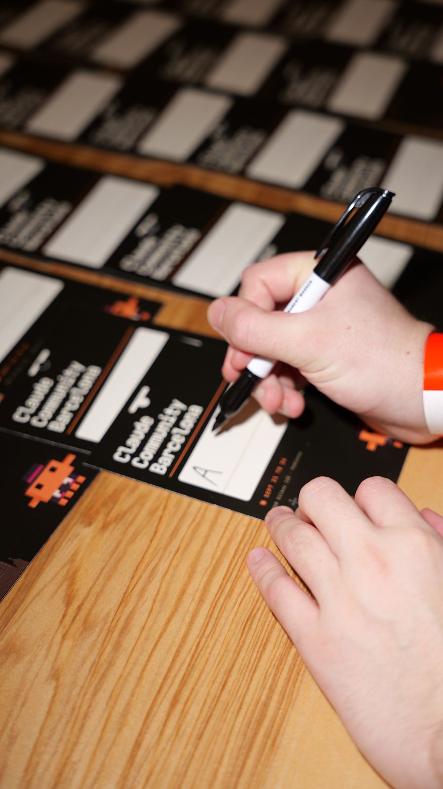 Cards and badges, before the doors